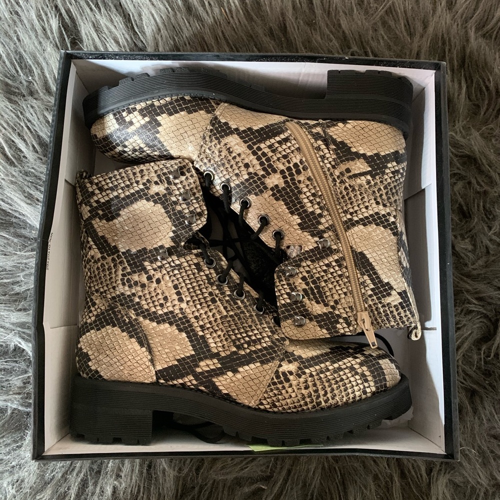 Snake skin combat boots